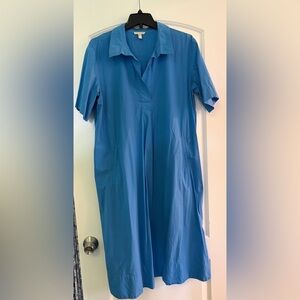 Eileen Fisher Collared Poplin Short-Sleeve A-Line Dress L